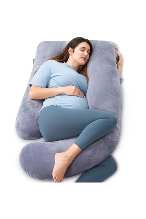 Hapitime U-Shaped Pregnancy Pillow for Full Body Support – Relief for Back, Legs, Belly & Hips, 57" Ergonomic Maternity Pillow with Removable Cover